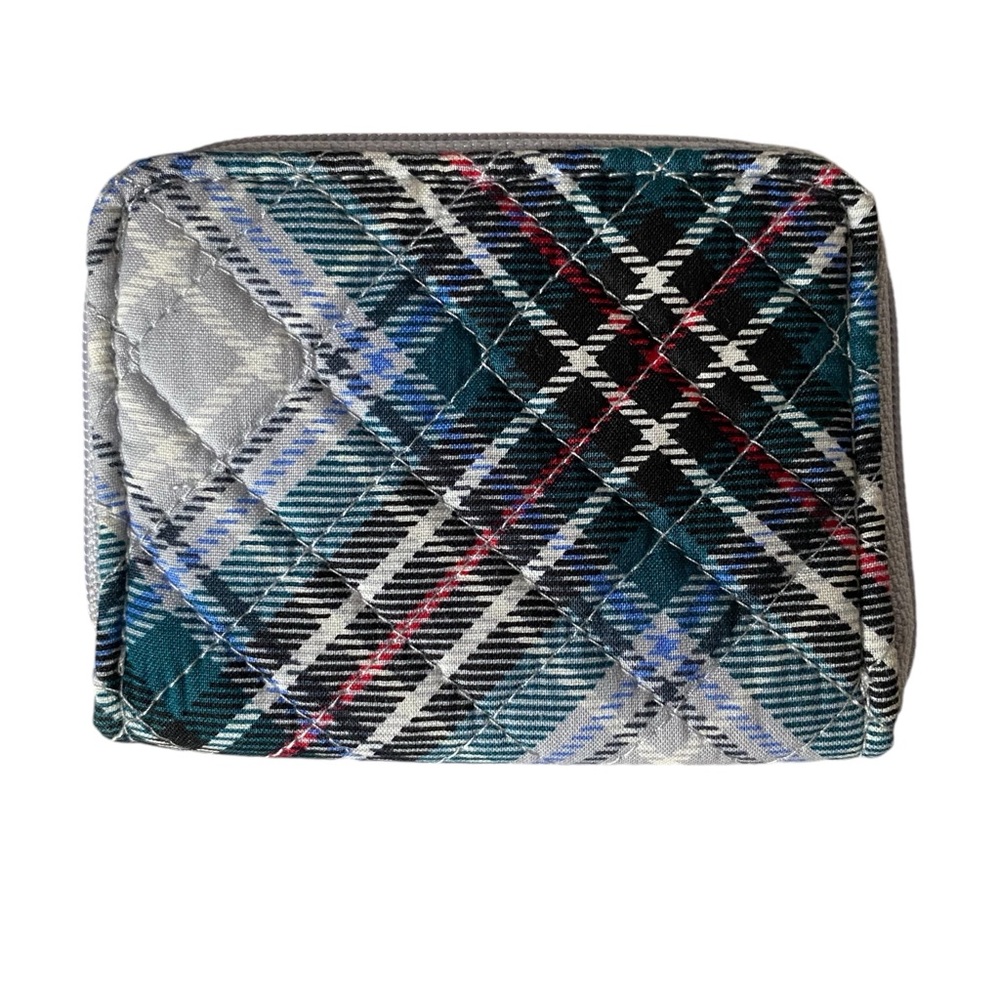 Vera Bradley RFID Petite Zip-Around Wallet Snowy Plaid New